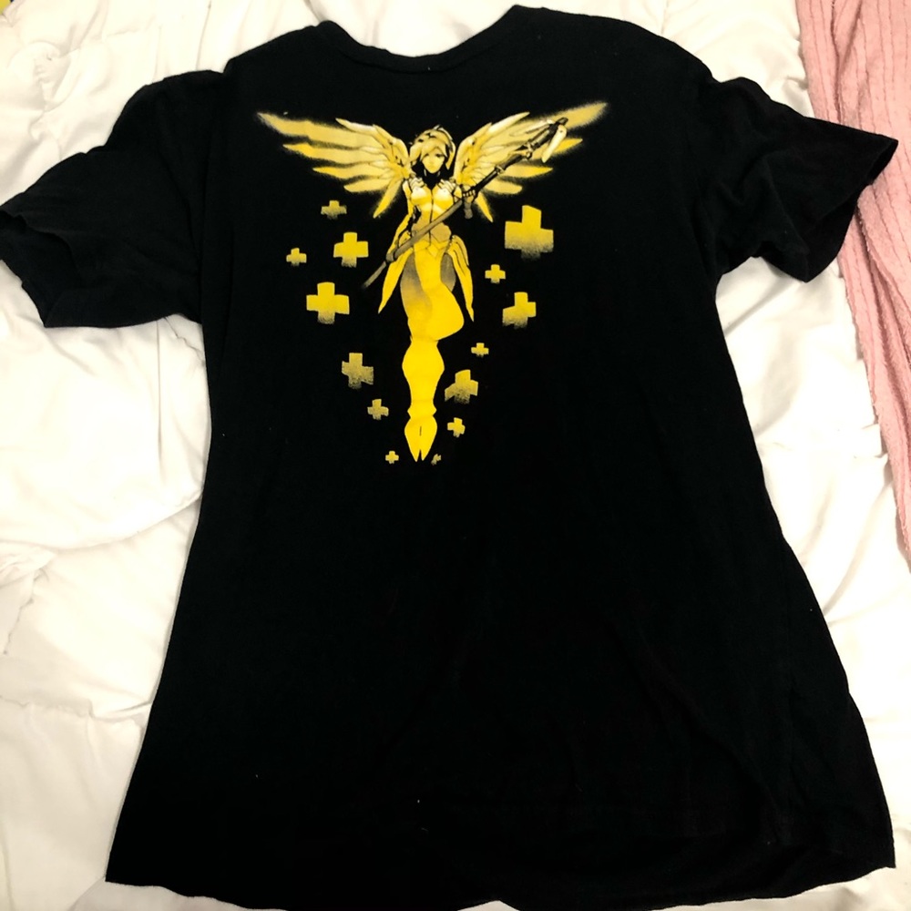 Black Womens Mercy Overwatch offical Shirt